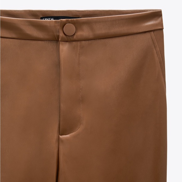 ZARA FAUX LEATHER HIGH WAISTED LEGGINS - Picture 2 of 2